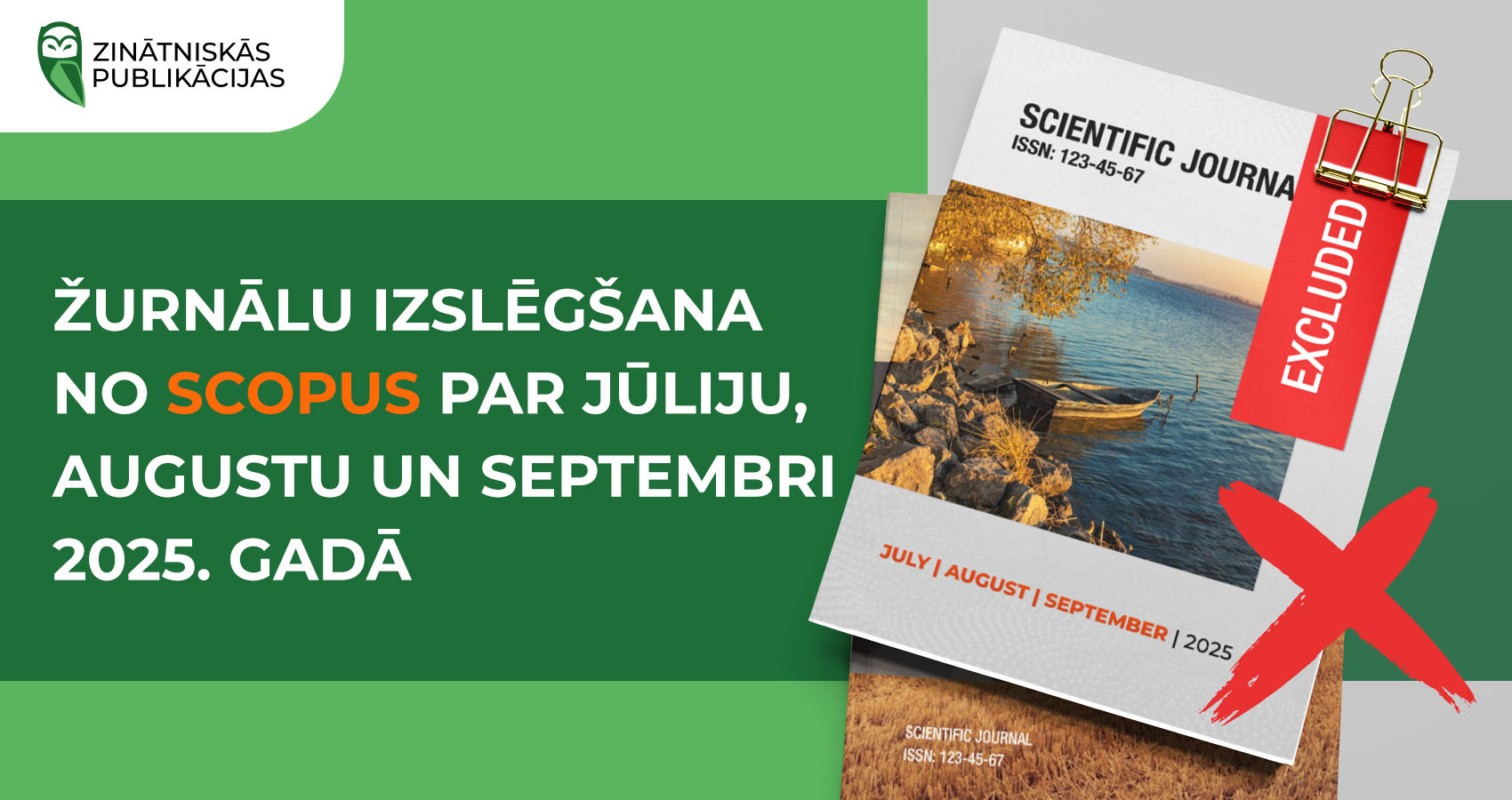 Žurnālu izslēgšana no Scopus par jūliju, augustu un septembri 2025. gadā